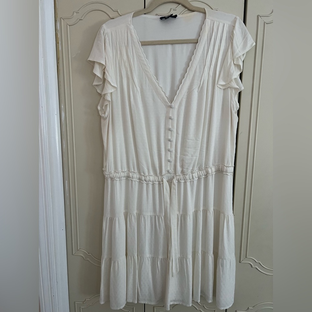 PAIGE Cream Ruffle Sleeve Dress
